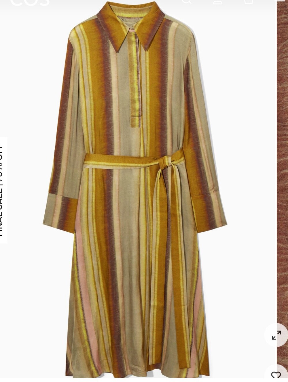 COS Striped Midi Shirt Dress in Yellow, Pink and Brown (NWOT) ๐ฅ๐ฅ๐ฅSOLD OUT - Picture 4 of 6